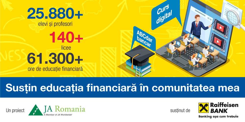 Peste 25.800 de liceeni și profesori din 81 de localități au urmat cursul de educație financiară ABCdar bancar, un program Junior Achievement România și Raiffeisen Bank