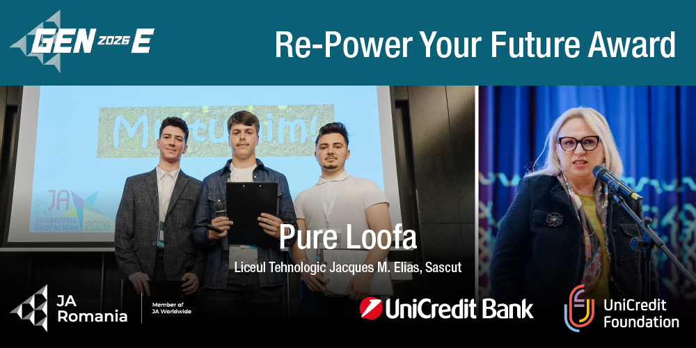 Re-Power Your Future Award – susținut de UniCredit Foundation și UniCredit Bank în România – a fost acordat echipei PURE LOOFA, de la Liceul Tehnologic „Jacques M. Elias”, Sascut